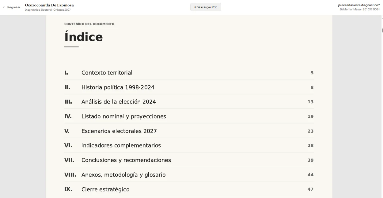 Índice del documento