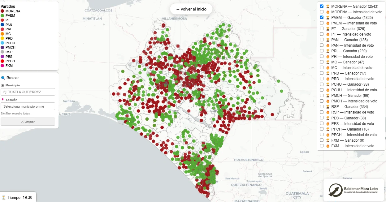 Mapa por partido - Ocosingo